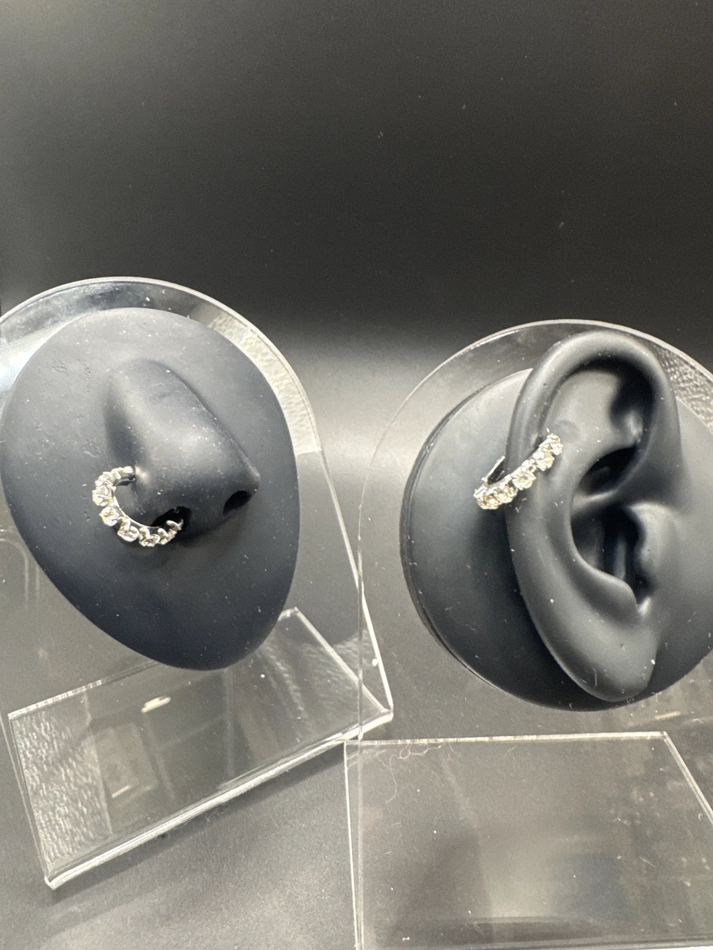 Silver Crystal Clip-On Nath Nose Pin for Women - Rhinestone Half Hoop Jewelry JCS Fashions