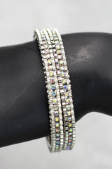 Silver-tone crystal bangles with sleek sparkle, perfect for festive wear, parties, and elegant ethnic styling. - Silver