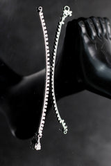 Traditional Silver-Plated Anklet with White Stones, Delicate South Indian Style for Daily Wear and Festive Outfits - Silver