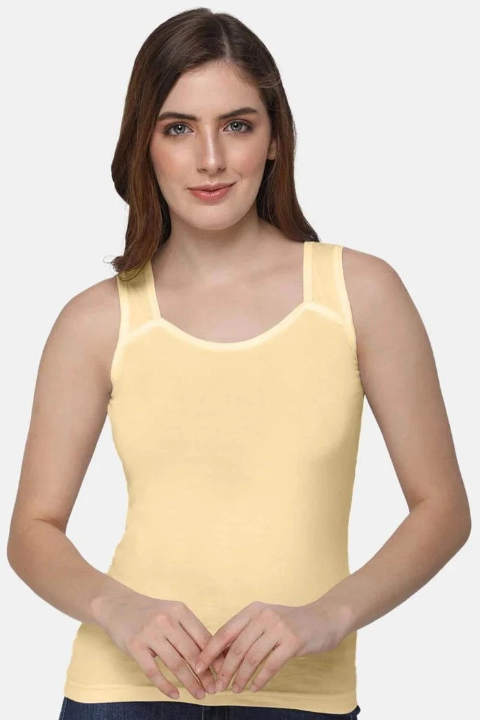 Women's Skin/Orange Contour Tank Top - Sleeveless Round Neck Innerwear TankTop JCS Fashions