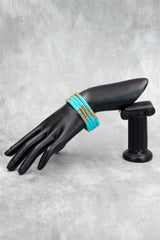 Multicolour Crystal Bangle Set with Gold-Tone Sparkle & Bead Detailing for Festive Wear, Weddings - Sky Blue