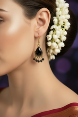 Traditional Teardrop Gold-Plated Beaded Dangle Earrings