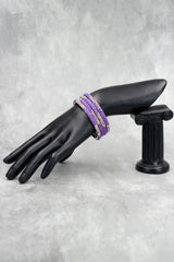 Multicolour crystal bangles set with vibrant bead detailing and gold-tone sparkle, perfect for festive wear, weddings, and mix-and-match eth - Violet