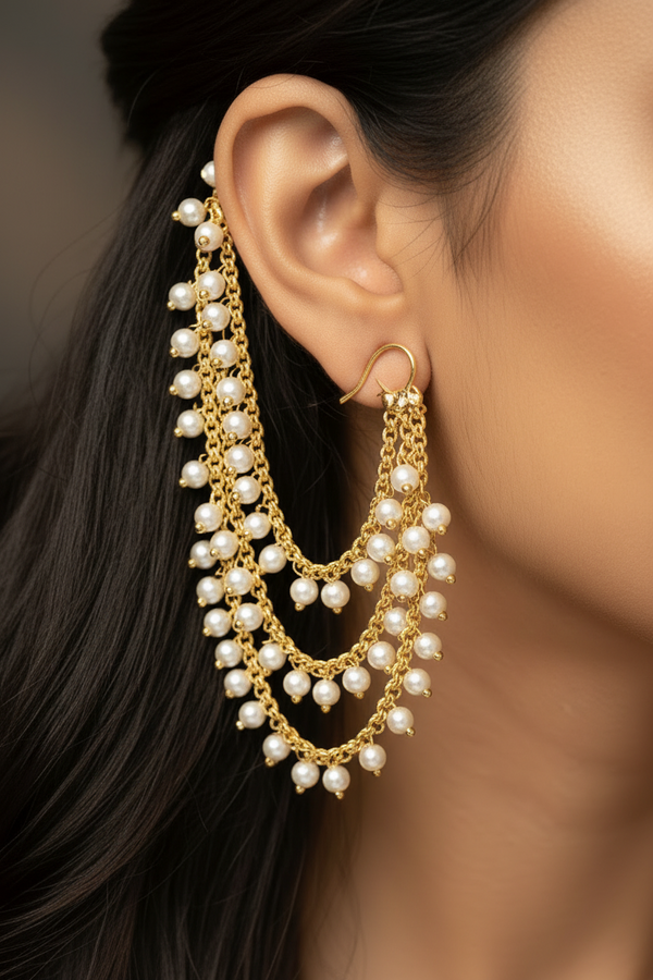 Gold-Tone 3-Layer Pearl Maatal  - 4 inch