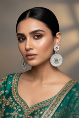 Traditional Circular Drop Earrings in Antique Gold Tone