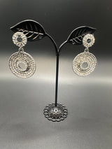 Traditional Circular Drop Earrings in Antique Gold Tone Jewelry JCS Fashions White 1.75 inch