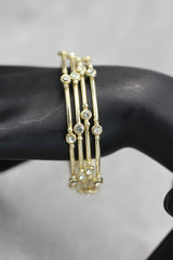 White Crystal Silver-Tone Bangles for Wedding, Party & Ethnic Wear, Sparkling Bridal Look - White