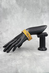 Embellished Crystal Bangles Set with Gold-Tone Sparkle - Multicolour Festive Wear for Women - Yellow