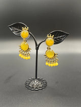 Gold-Tone Multicolor Beaded Ethnic Jhumka Dangler Earrings Jewelry JCS Fashions Yellow 1.75 inch
