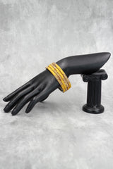 Multicolour Crystal Bangles Set with Gold-Tone Sparkle for Festive, Wedding & Ethnic Wear - Yellow