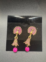 Antique Look Peacock Jhumka Earrings in Multiple Colors Jewelry JCS Fashions Pink 1.2 inch