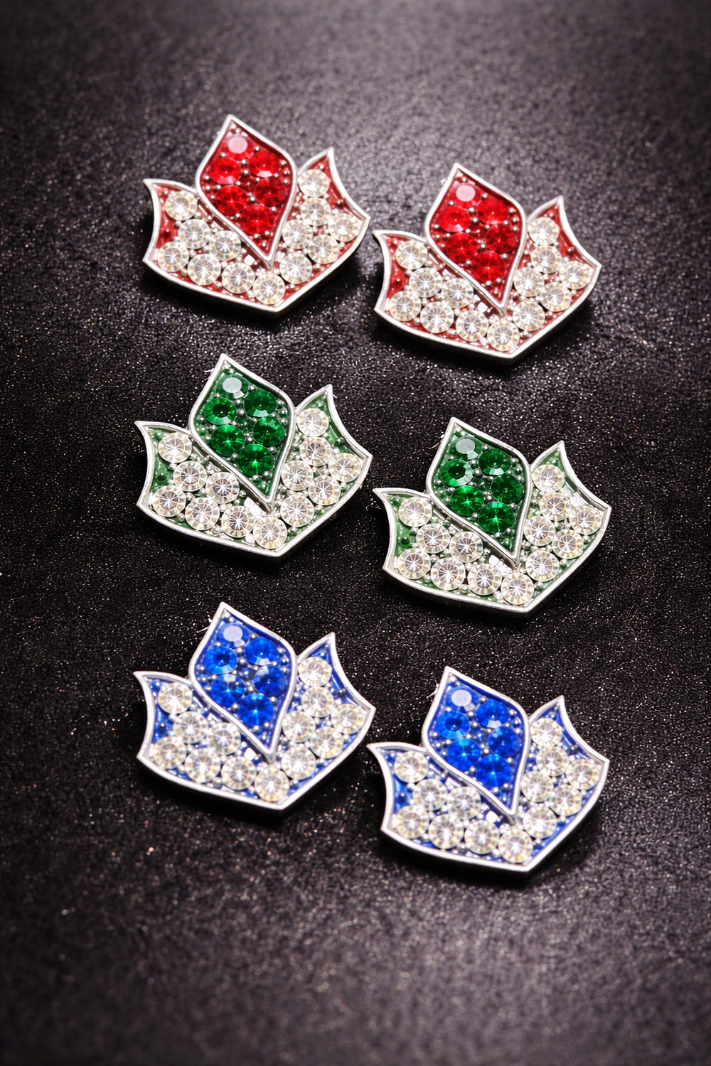 Lotus Design Crystal Stud Earrings for Women - 0.7 inch Jewelry JCS Fashions