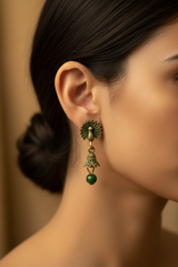 Antique Look Peacock Jhumka Earrings in Multiple Colors