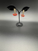 Gold Look Crystal Stud Jhumka Earrings - Traditional Fashion Jewelry Jewelry JCS Fashions Red 1 inch