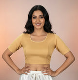 Sandal Readymade Designer Stretchable Blouse with Elbow Sleeves and Back Crisscross Straps - Sandal