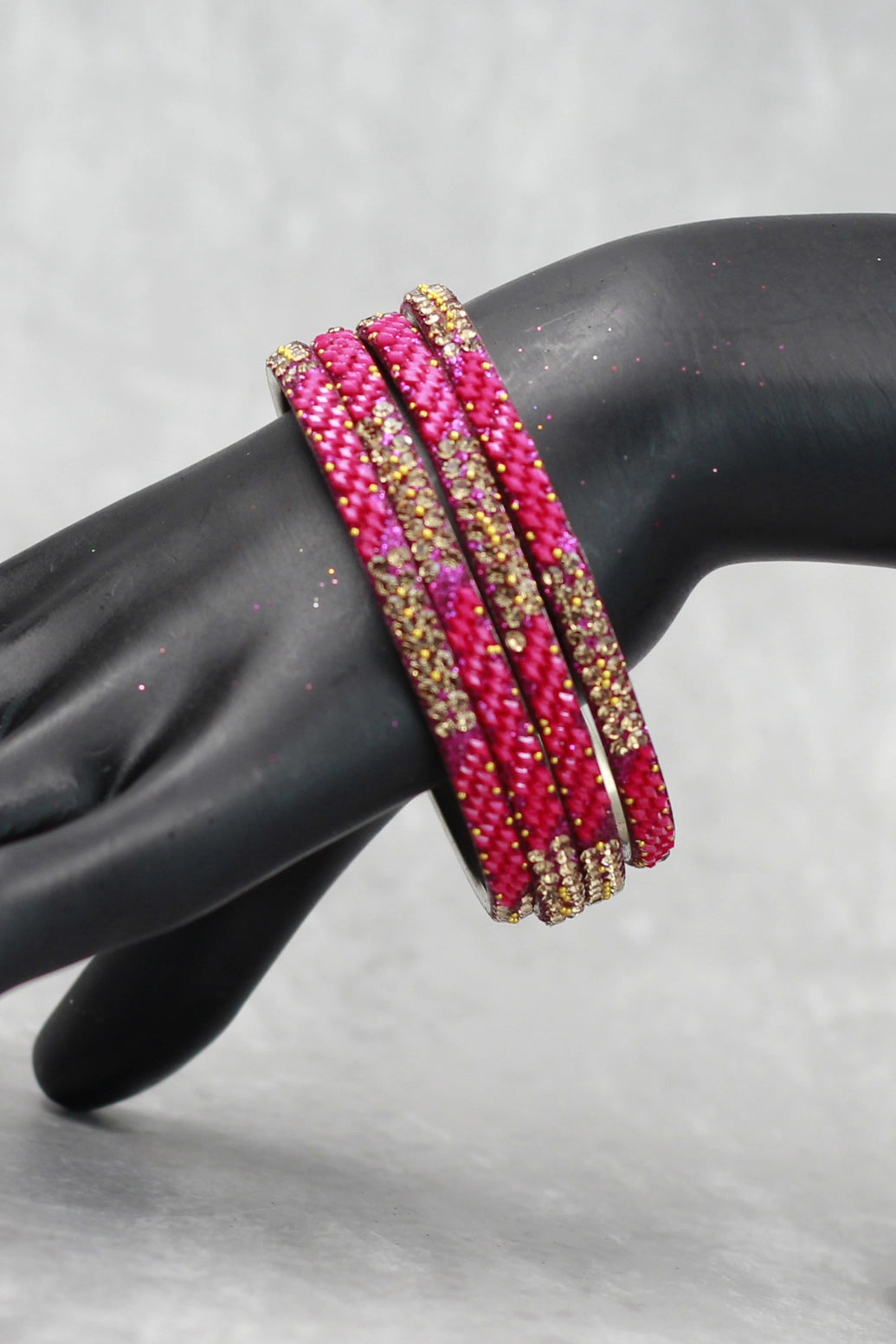 Multicolour Crystal Bead Bangles Set with Gold-Tone Sparkle for Festive & Wedding Wear