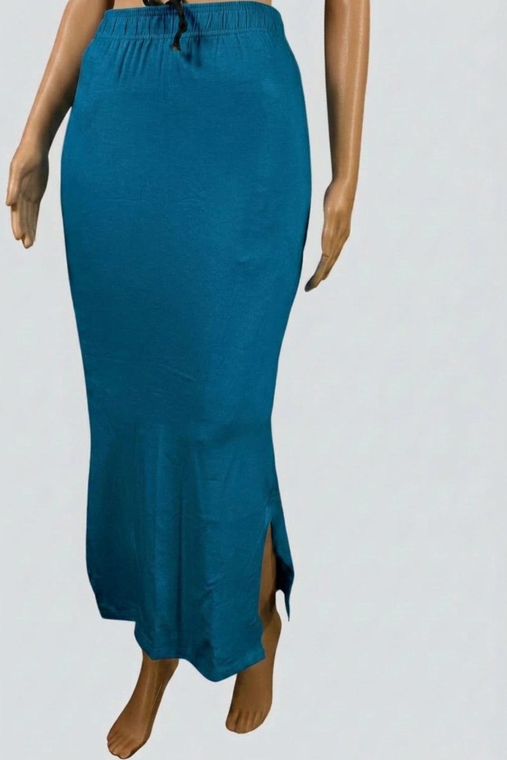 Teal Blue 4-Way Lycra Shapewear Inskirt for Women, Stretch Comfort Midi Skirt - Teal Blue