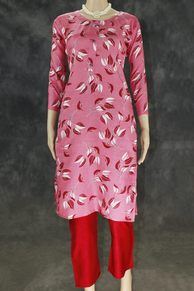 Elegant Amaranth Pink Cotton Kurta Set for Women - Amaranth Pink