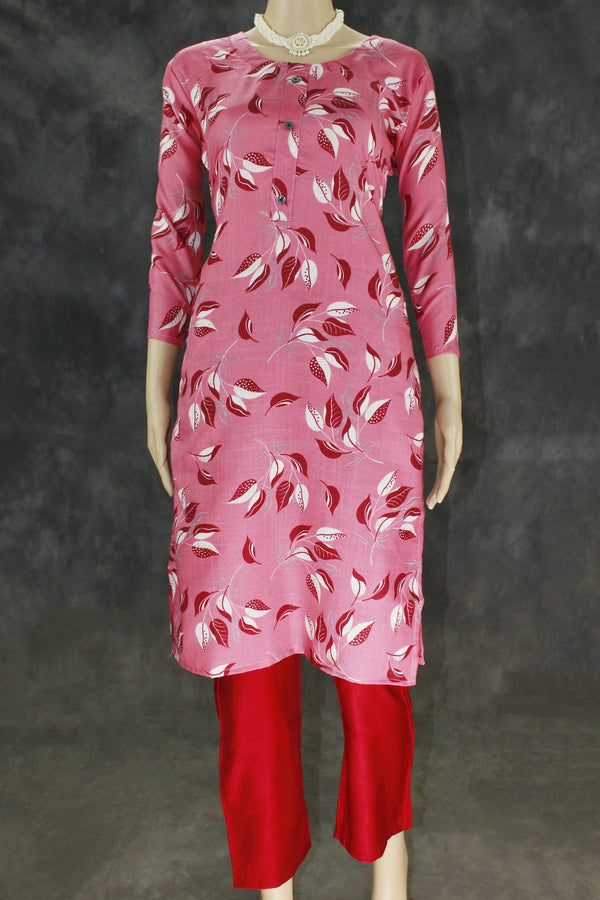 Elegant Amaranth Pink Cotton Kurta Set for Women - Amaranth Pink