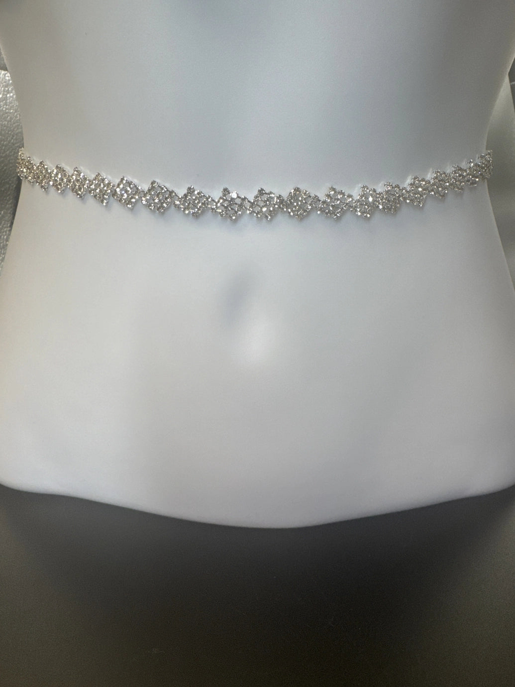 Silver-Tone Crystal Hip Chain with Zigzag Geometric Pattern - Adjustable Waist Hip Belt for Ethnic & Party Wear Jewelry JCS Fashions White 28 - 42 inches