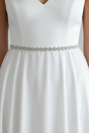 White Silver-Tone Crystal Hip Chain with Zigzag