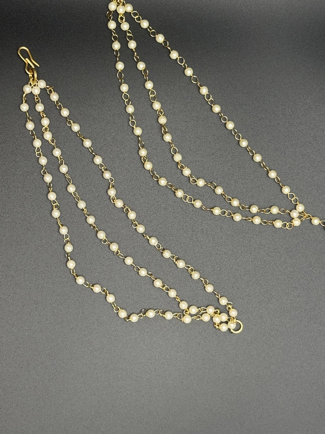 Traditional South Indian Pearl Maatal Ear Chain - 5.5 inch Jewelry JCS Fashions Gold 5.5 inch