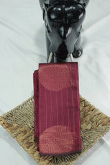 Maroon Silk Cotton Saree with Zari Border, Borderless Finish and Matching Blouse - Maroon