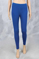 Women’s Bright Royal Blue Ankle Length 4-Way Lycra Leggings with Silicon Wash Finish - Bright Royal Blue