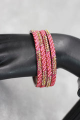 Multicolour Crystal Bangles Set with Gold-Tone Sparkle Bead Detailing for Festive Wear & Weddings