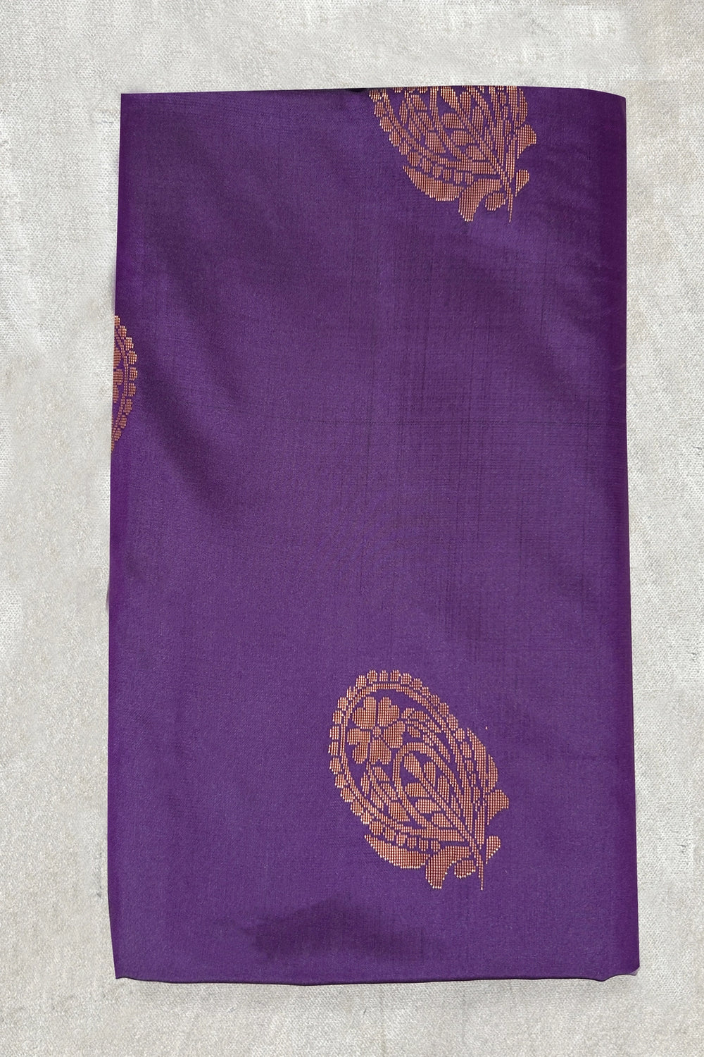 Purple Korvai Soft Silk Border Saree with Gold Zari Buttas and Floral Traditional Border - Purple