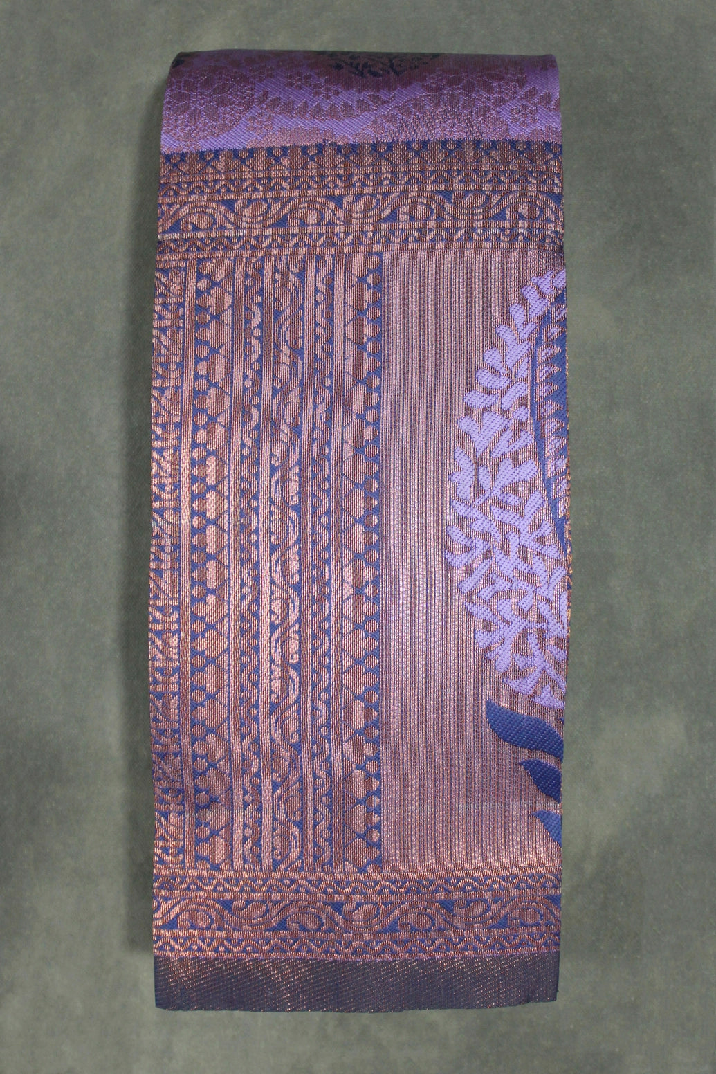 Lavender Kubera Pattu Silk Saree with Contrast Border and Blouse, Semi Silk Traditional Wear - Lavender