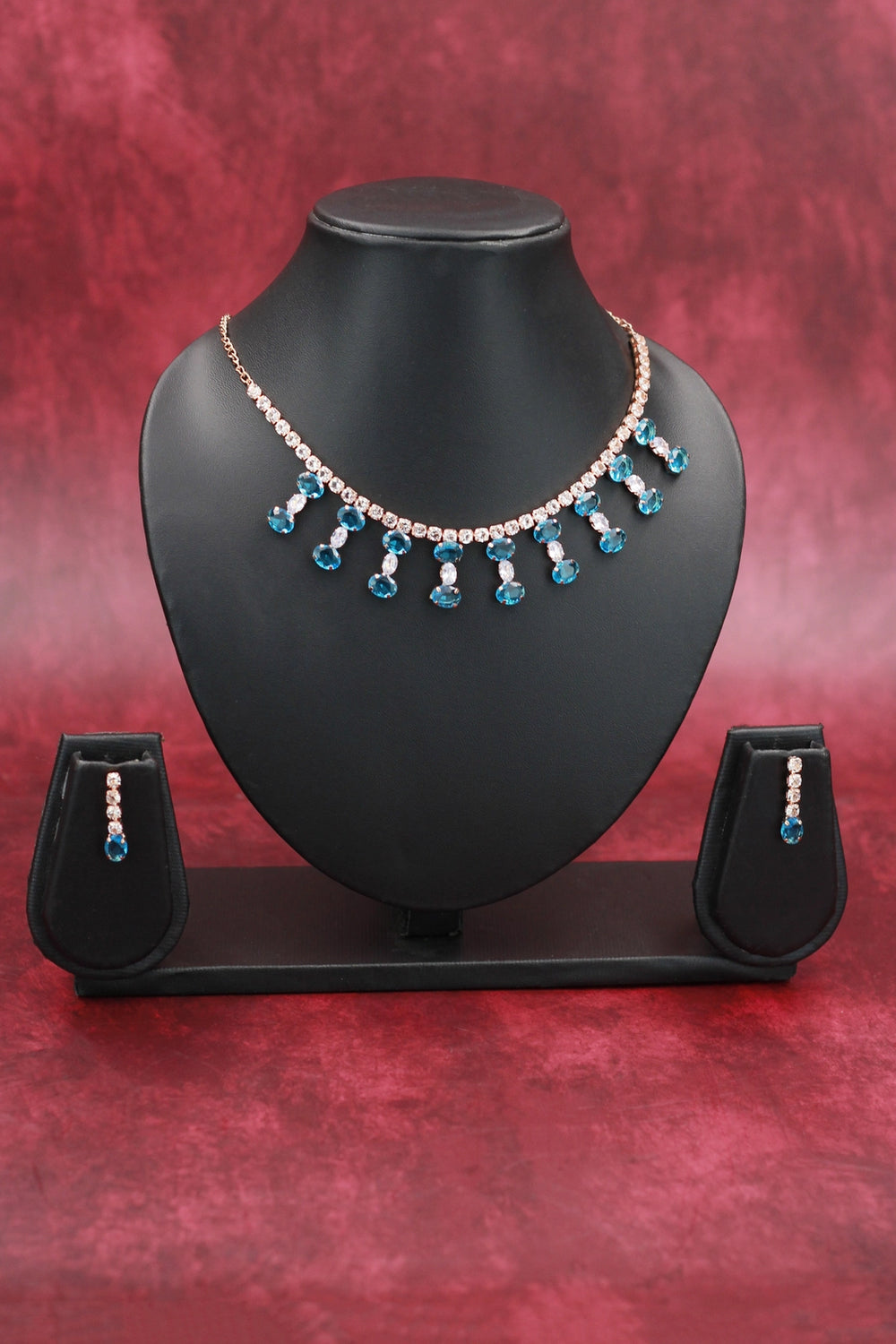 Oval Stone Statement Necklace Set with Matching Earrings for Women - Fashion Jewellery