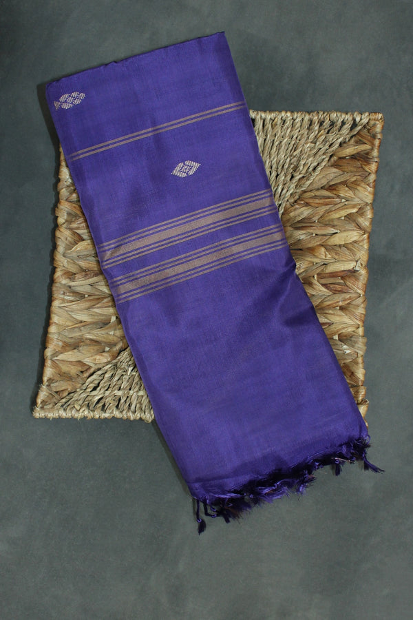 Banana pith/ Vaazhai naar saree with beautiful Zari border, Comes with full body small butta,  
No blouse piece - Mehendi Green &Violet