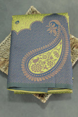 Green Kubera Pattu Saree with Mango Design Border and Matching Blouse - Green