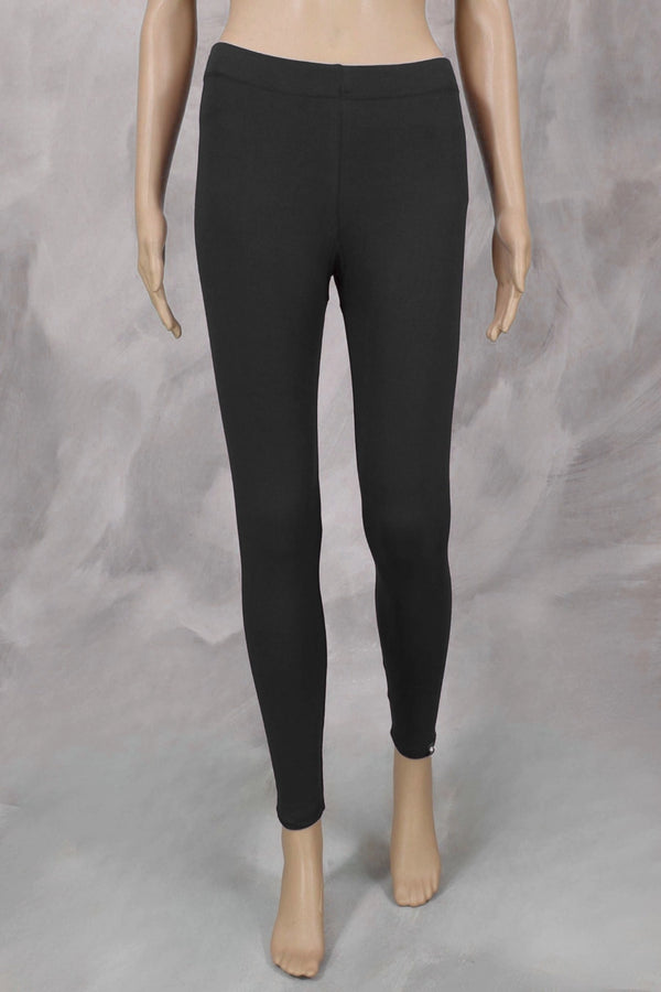 Black 4 Way Lycra Cotton Leggings with Smooth Finish Silicon Wash for All-Season Daily Wear - Black