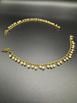 Gold-Tone Pearl Ear Chain (Maatal) for Bridal & Bharatanatyam - 6 inch Jewelry JCS Fashions Gold 6 inch