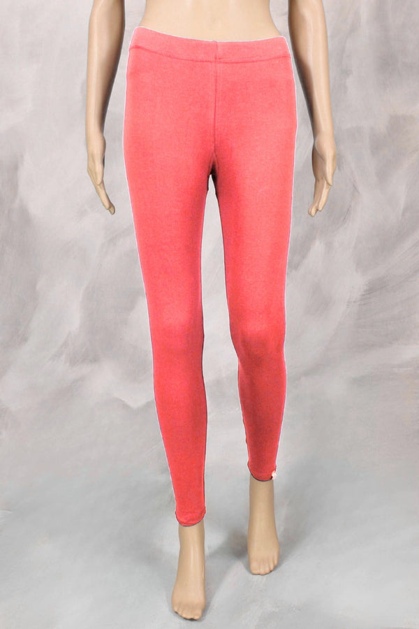 Peach Ankle Length 4 Way Lycra Leggings for Women, Smooth Silicon-Wash Finish, Belt Style - Peach