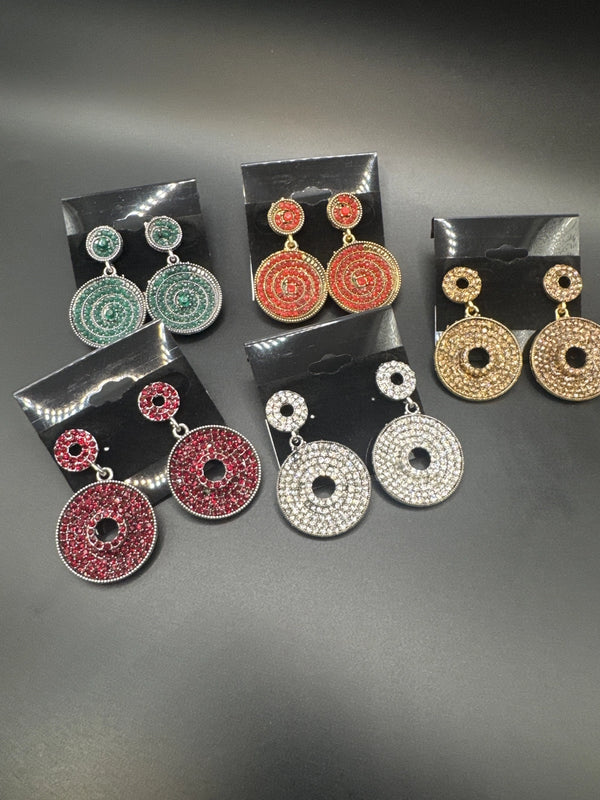 Traditional Circular Drop Earrings in Antique Gold Tone Jewelry JCS Fashions