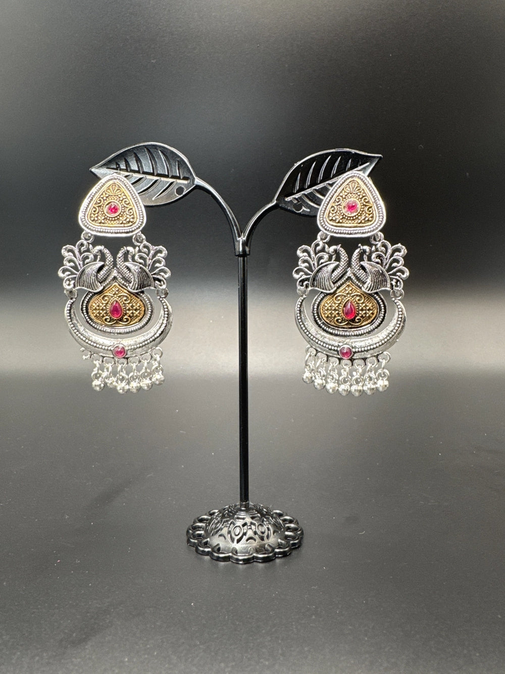 Antique Finish Oxidized Silver Peacock Jhumka Earrings for Women Jewelry JCS Fashions Oxidized Silver 2.50 inch