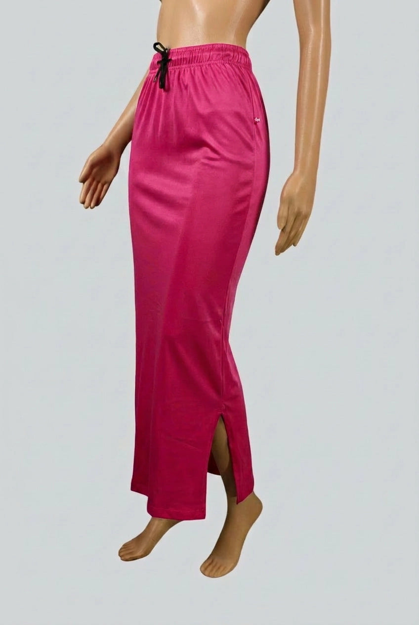 Pink Lycra Shapewear Petticoat with Side Cut, Comfort Waistband & Long Length for Everyday Wear - Pink