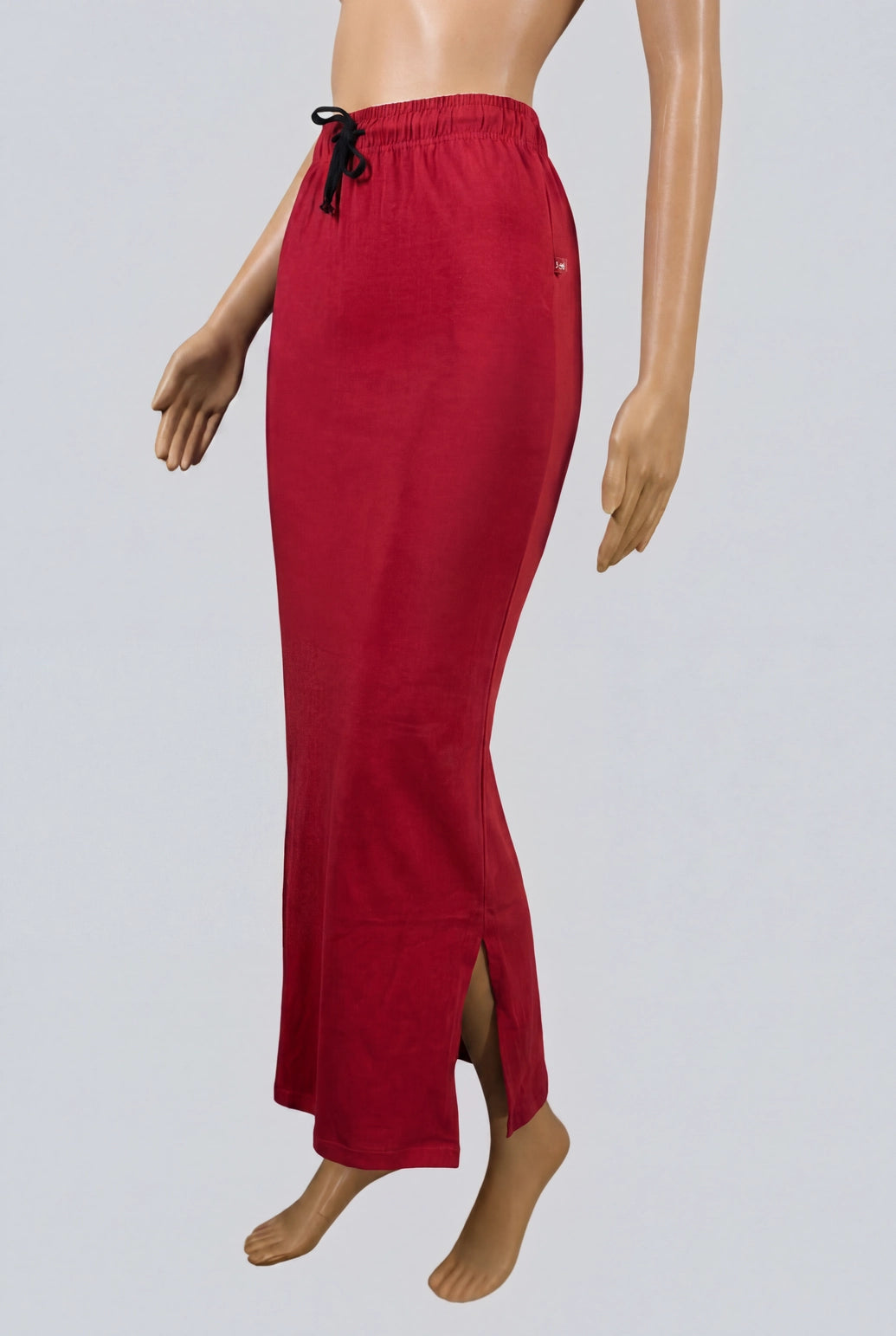 Red Lycra Shapewear Petticoat with Side Cut for Saree Blouse Shaping - Red