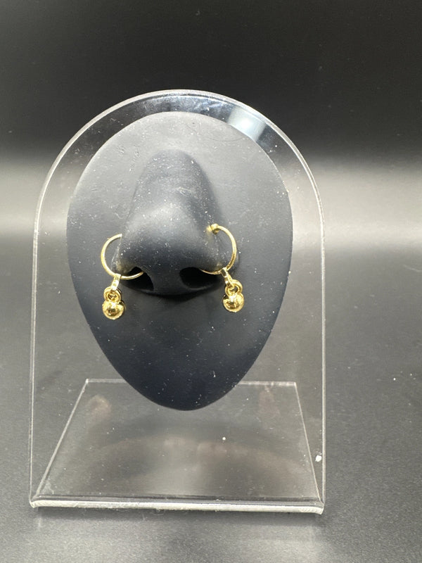 Gold-Tone Traditional Nath Nose Ring with Beaded Drops Jewelry JCS Fashions Gold 0.5 inch