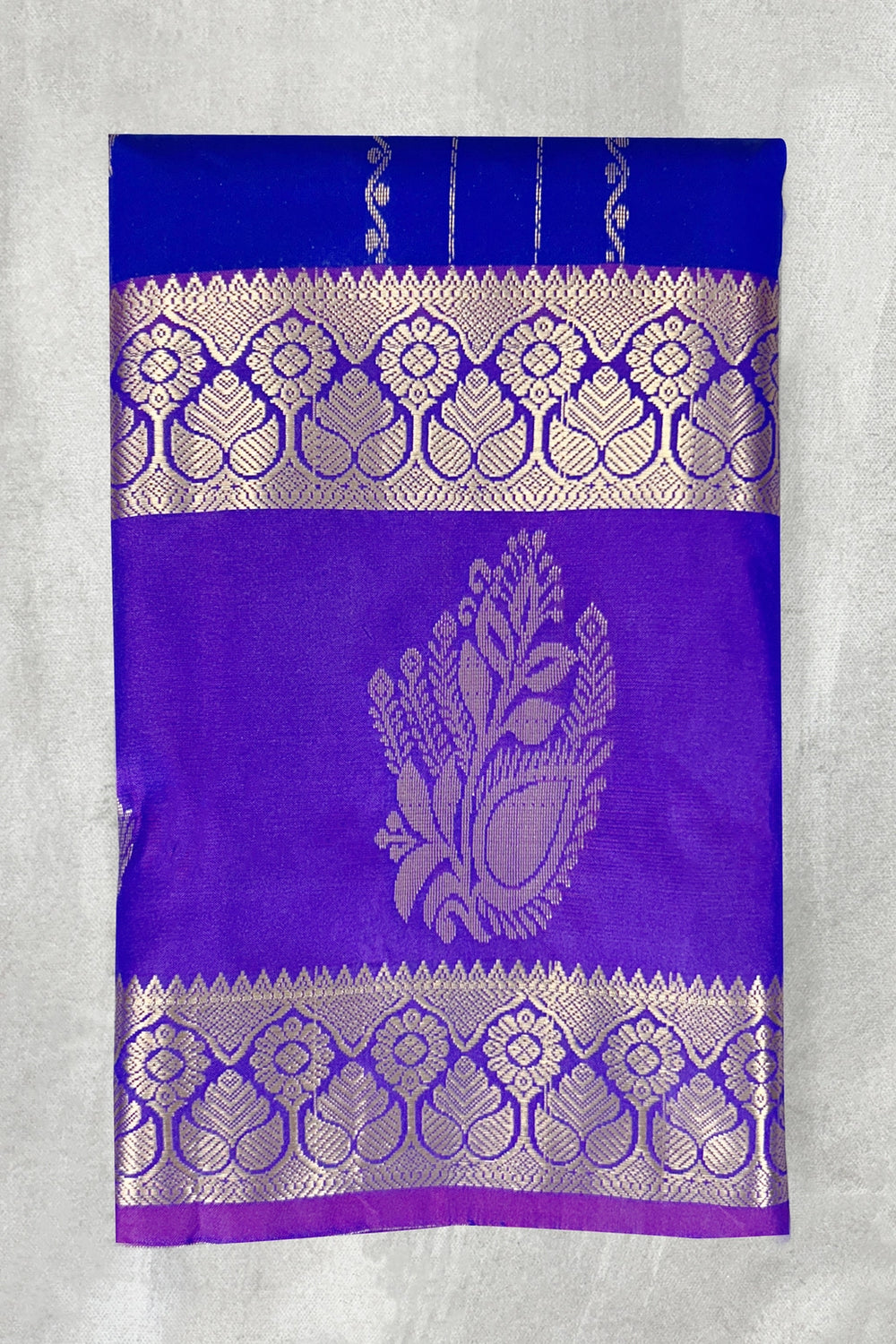Purple Pure Silk Saree with Heavy Pallu Border and Blouse Piece - Purple