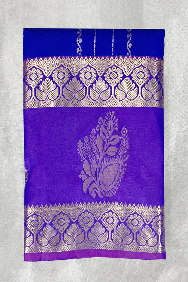 Purple Pure Silk Saree with Heavy Pallu Border and Blouse Piece - Purple
