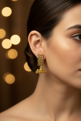1 inch Gold Finish Crystal Jhumka Earrings for Women