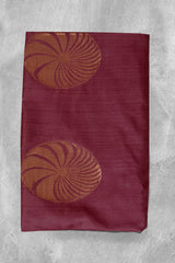 Maroon Korvai Soft Silk Border Saree with Delicate Gold Zari Buttas and Traditional Floral Border - Maroon