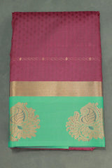 Maroon Emboss Silk Saree with Floral Design Satin Border and Blouse - Maroon