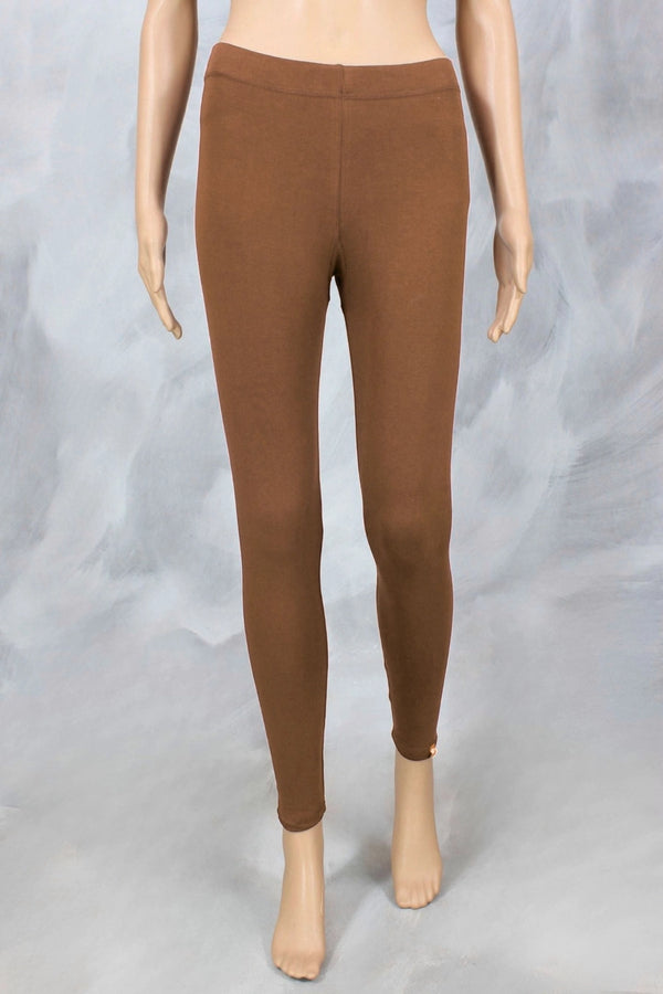 Coffee Brown Ankle Length Leggings in 4-Way Lycra with Smooth Silicon Wash - Coffee Brown