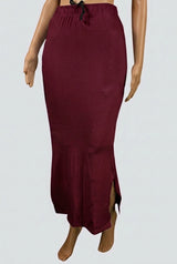 Maroon Shapewear Petticoat Skirt with Side Cut, Adjustable Drawstring Waist for Women - Maroon