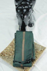 Dark Green Silk Cotton Saree with Zari Border and Blouse Piece, Border Less Design for Women - Dark Green